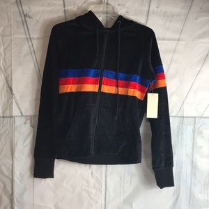 NWT  C&C California  black velvet hoodie. Small